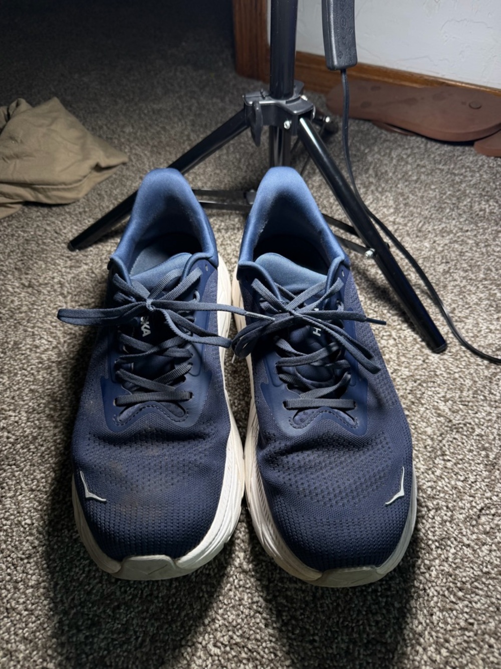 Hoka Navy and White Men’s Athletic Running Shoes